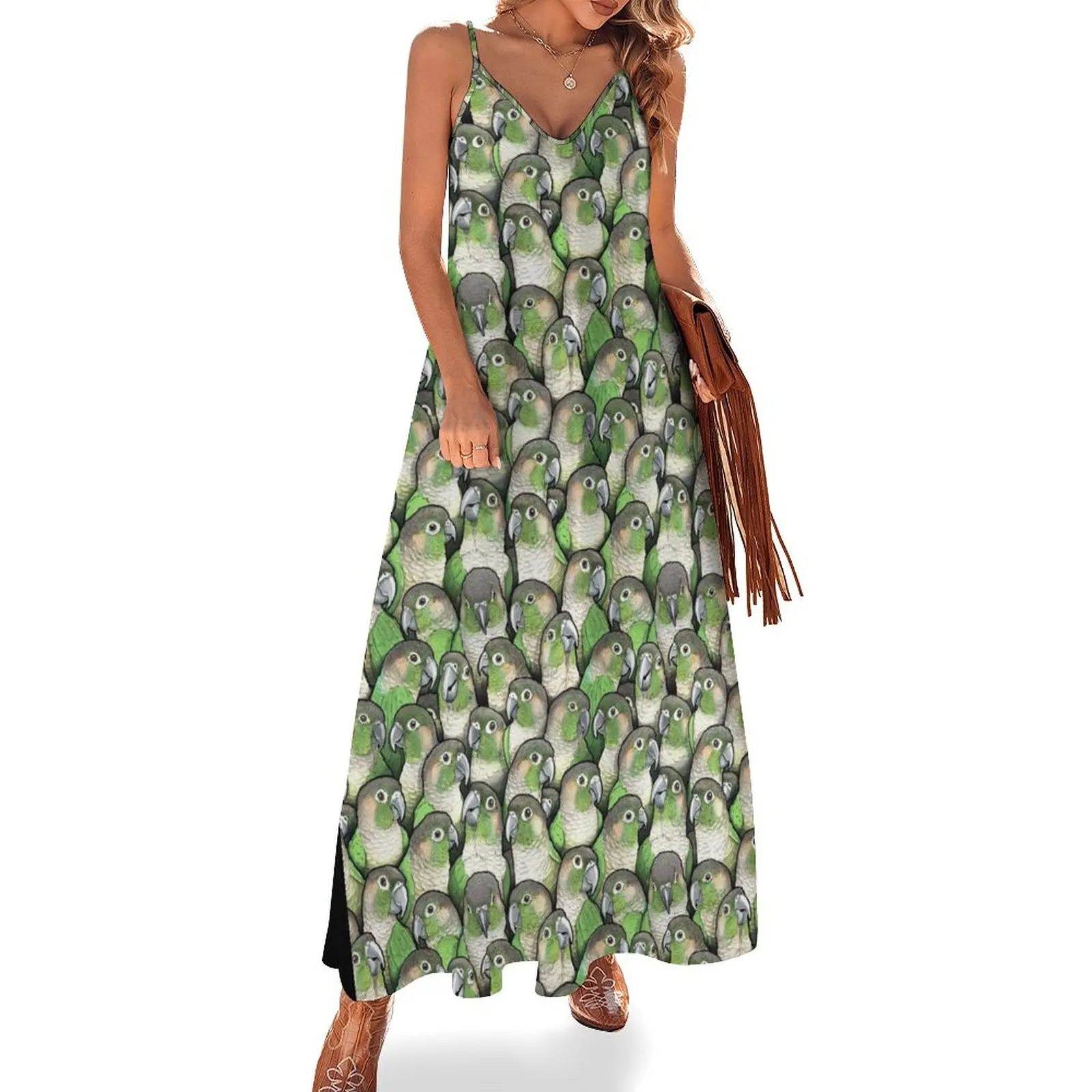 

Green-cheeked Conures Sleeveless Long Dress women's luxury party dress prom dress 2025 Womens dresses ceremony dresses