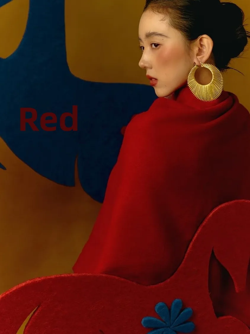 Elegant Red High Collar Cloak Set for Women Autumn Winter Photography New Year's Robe Style Ethnic Fashion Trendy Outfit