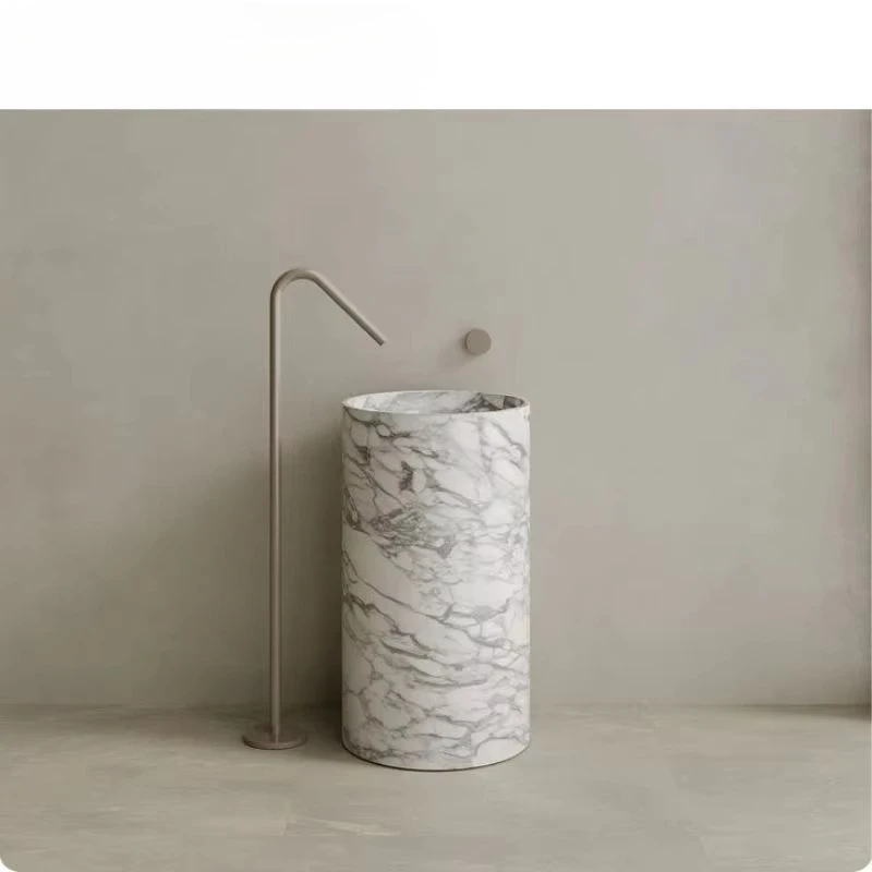 Natural white marble bathroom freestanding sink vanity top polished bathroom basin