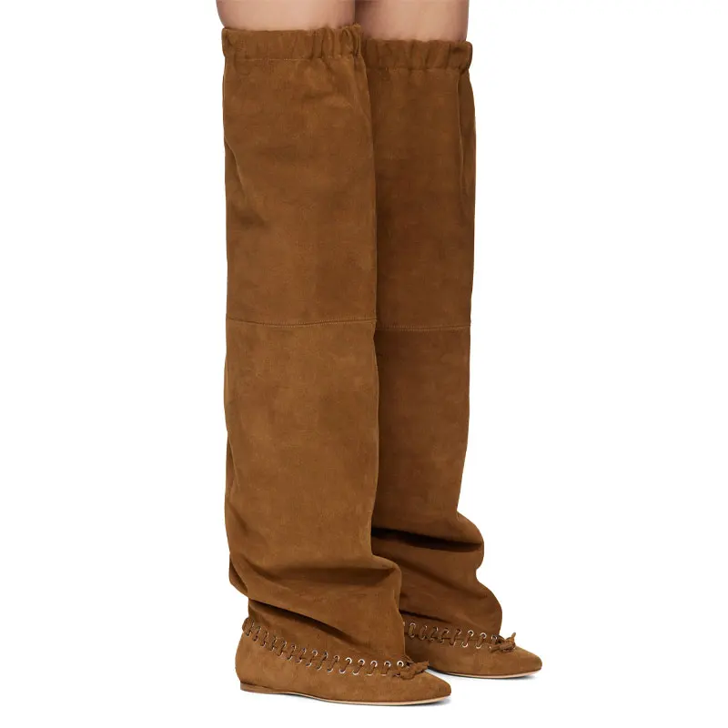 2025 النساء ريترو أنبوب أحذية مدببة 3 سنتيمتر الارتفاع زيادة كعب منخفض موضة أحذية الشتاء الفخذ أحذية عالية أسود حجم 35-43