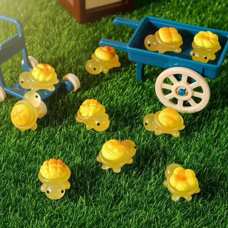 Luminous Resin Bread Turtles 10pcs Miniature Ornaments for Garden Bonsai Decoration Fairy Scene