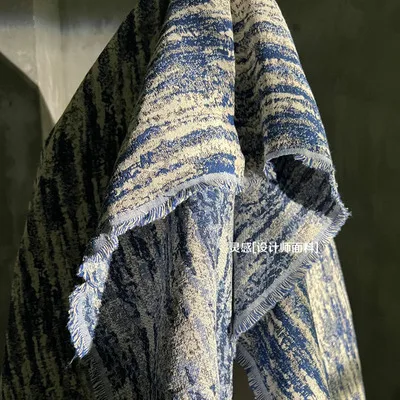 

Vintage dark blue jacquard denim 1yard reconstruction gradual texture washingh designer fabric for patchwork