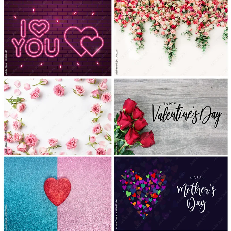 

Vinyl Custom Valentine Day Photography Backdrops Prop Love Heart Rose Wall Photo Studio Background 21126 QRJJ-05