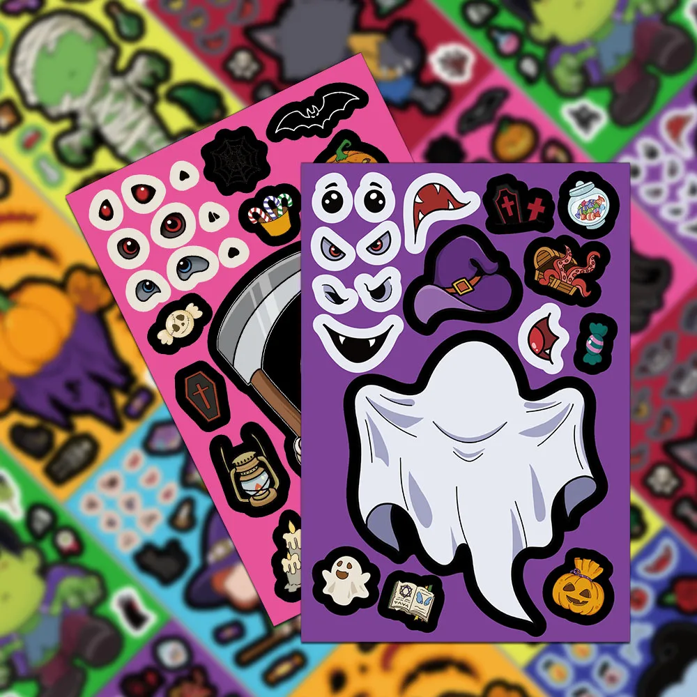 

8 шт., креативные чехлы для телефонов с милым мультяшным коллажем на Хэллоуин, чашки для воды, персонализированные наклейки для ноутбука «сделай сам»