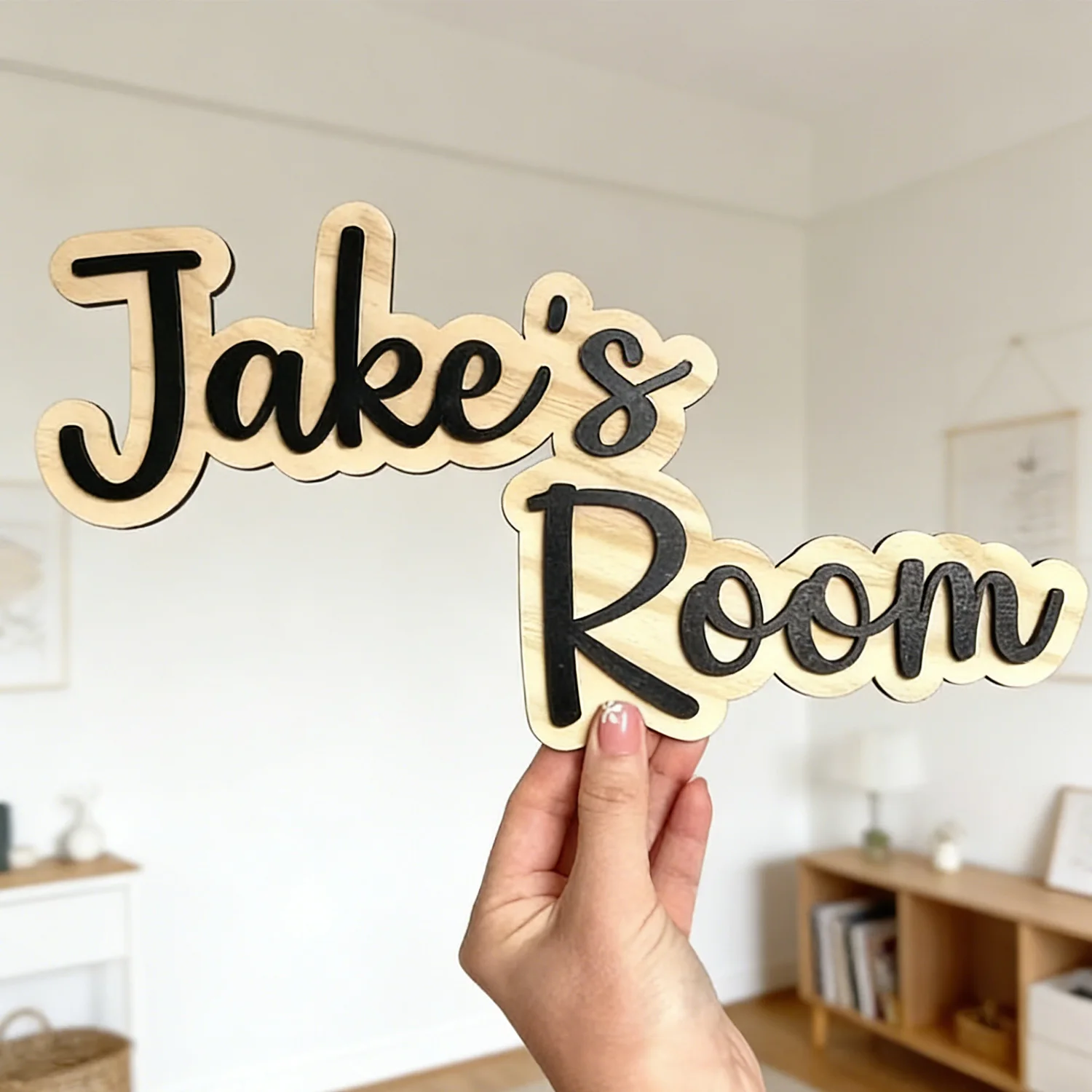 1pc Customizable Double-layer Name Tag, Wooden Customized Gift, Home Decoration, Wall Decoration, DIY Home Decoration