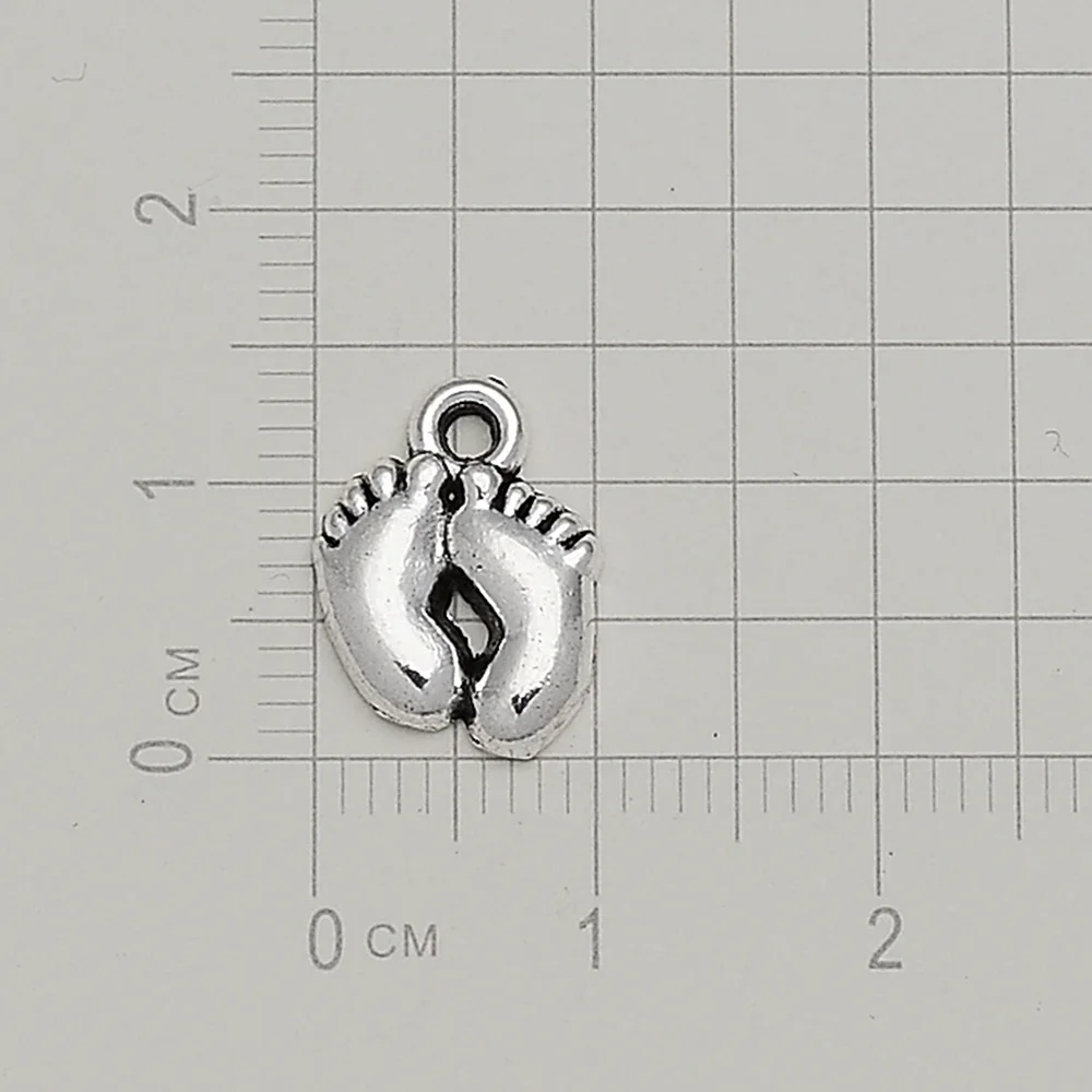 30pcs/Lot 10x14mm Antique Baby Feet Charms New Born Pendants For DIY Keychain Jewelry Making Supplies Accessories Wholesale Bulk