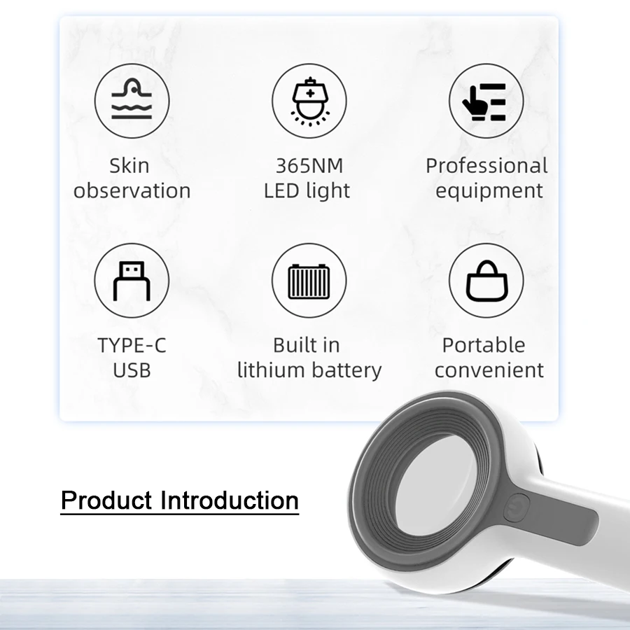 Skin Analyzer With Woods Lamp Portable Vitiligo Detector Analysis Machine Led Rechargeable Lights For Home Use Equipment