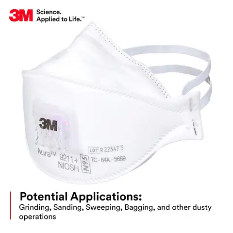 3M Aura 9211+ Particulate Respirator N95 Disposable mask NIOSH Smoke Grinding Sanding Sawing Sweeping Woodworking Dust