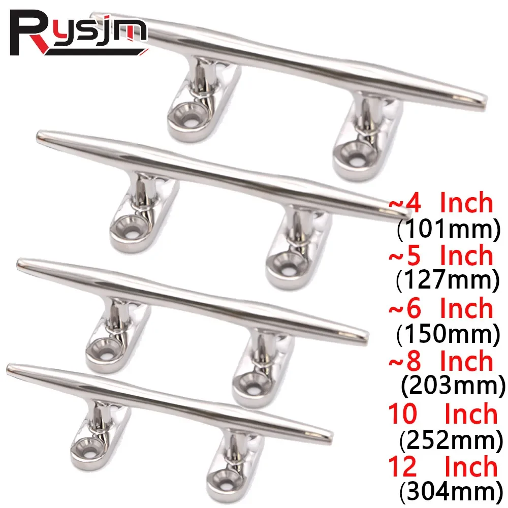 1Pc Marine Polished Heavy Duty Boat Cleat Hollow Base Cleat Stainless Steel Boat Dock Rope Line Cleat 4/5/6/8/10/12 Inch