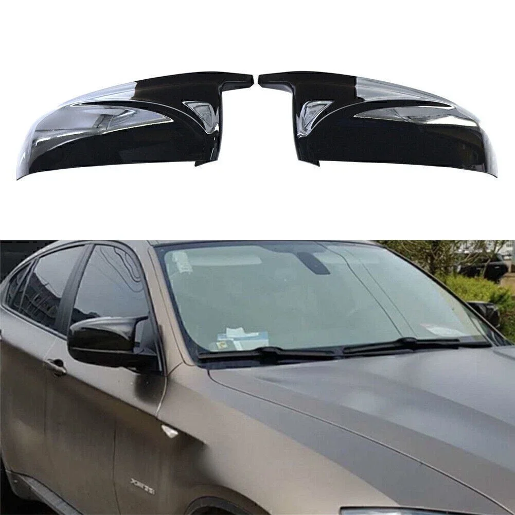 

For BMW X5 X6 E70 E71 2007-2013 Pair Glossy Black Car Side Rearview Mirror Cover Shell Caps Direct Replacement Car Rear Mirror