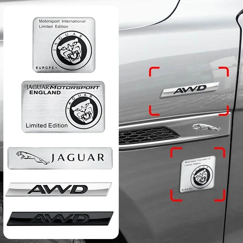 Car Aluminum Body Side Emblem Badge Styling Decal Trunk Sticker For Jaguar E-PACE F-PACE F-TYPE XE XF XJR XFR XJ XEL XFL XJS XKR
