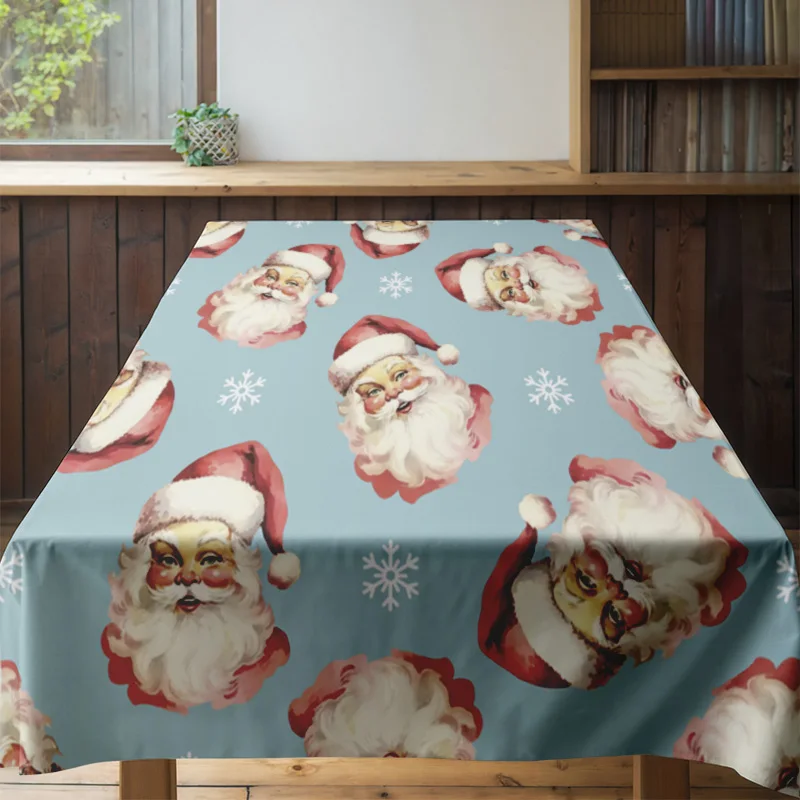 Mantel navideño, decoración para fiestas navideñas, mantel navideño de Papá Noel con diseño de copo de nieve para decoración