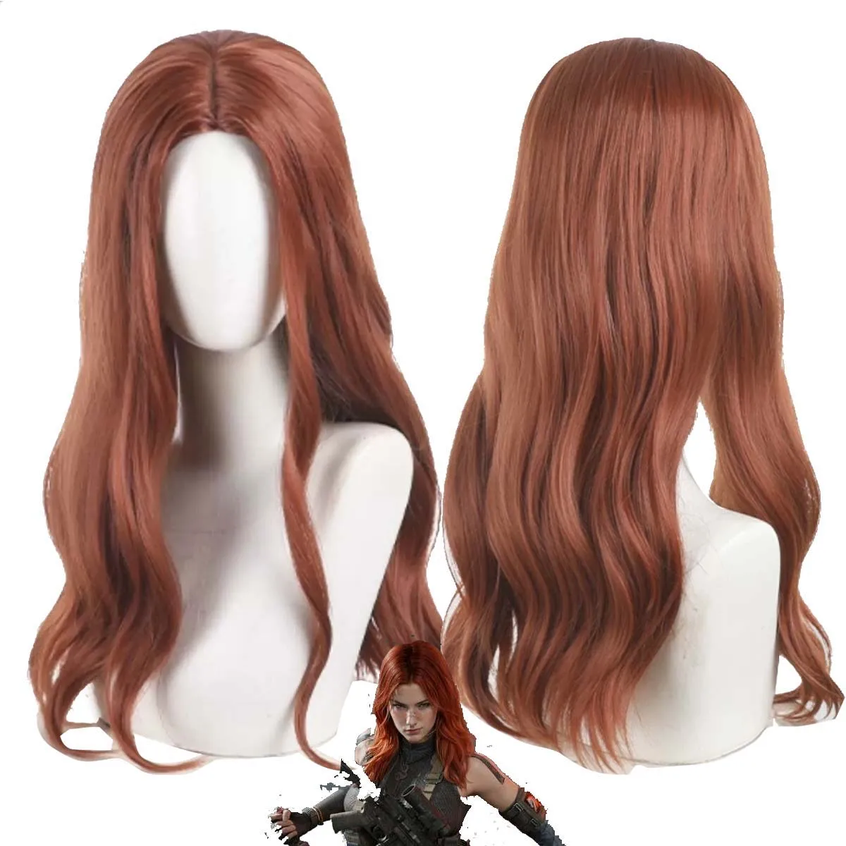 Women Halloween Accessories Game Delta Action Claire Ann Byers Long Curly Wig