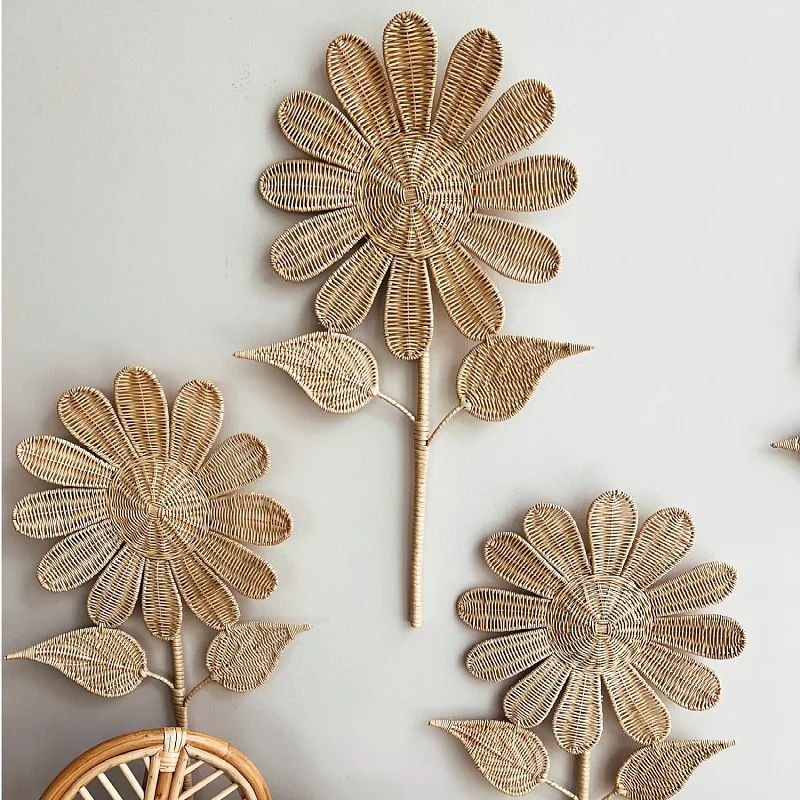 

Nordic style hand-woven rattan sunflower flower wall hanging B & B hotel arranges wallhanging walldecoration walldecoration