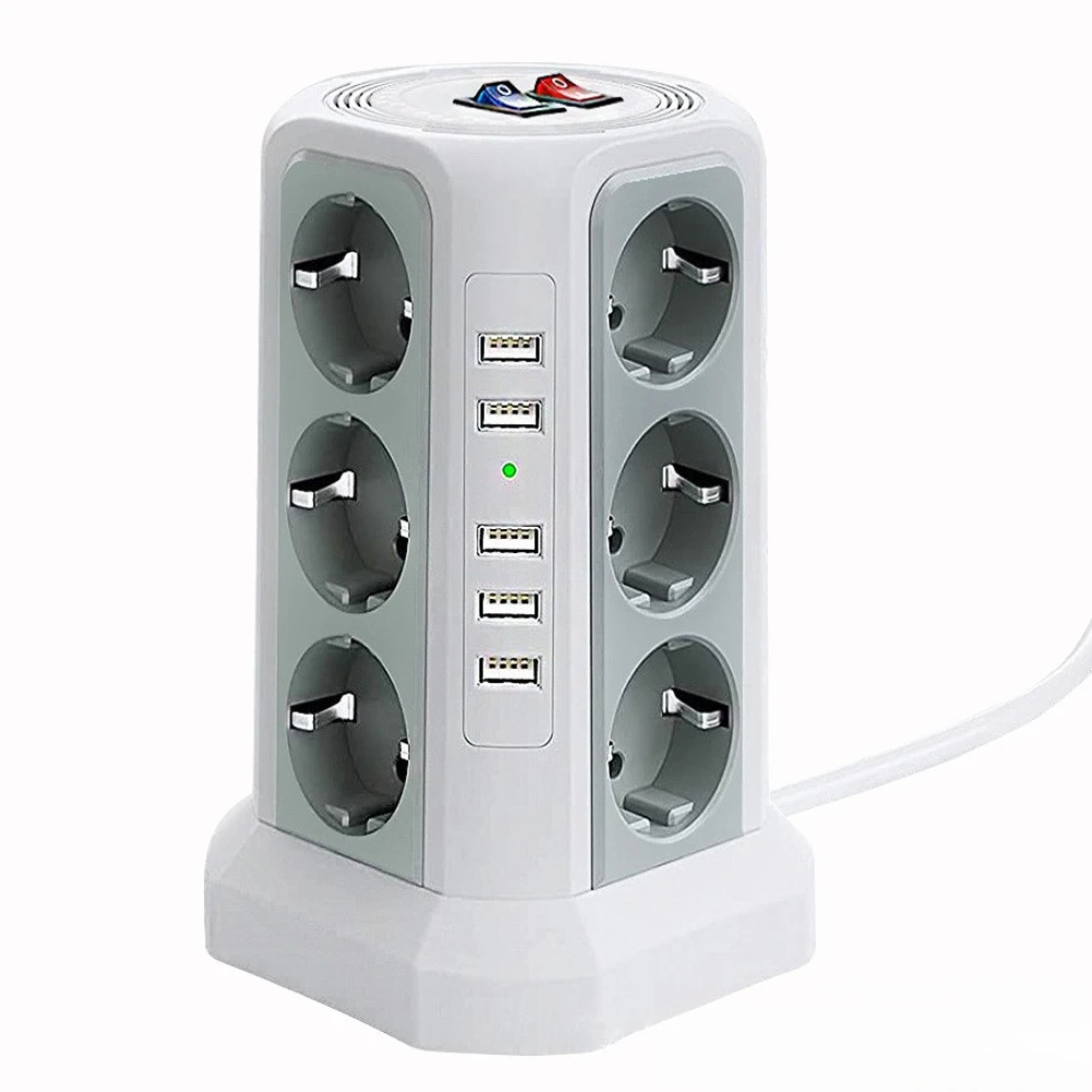 Plug household European standard socket usb3 layer 12 power strip with wire plug board porous socket board