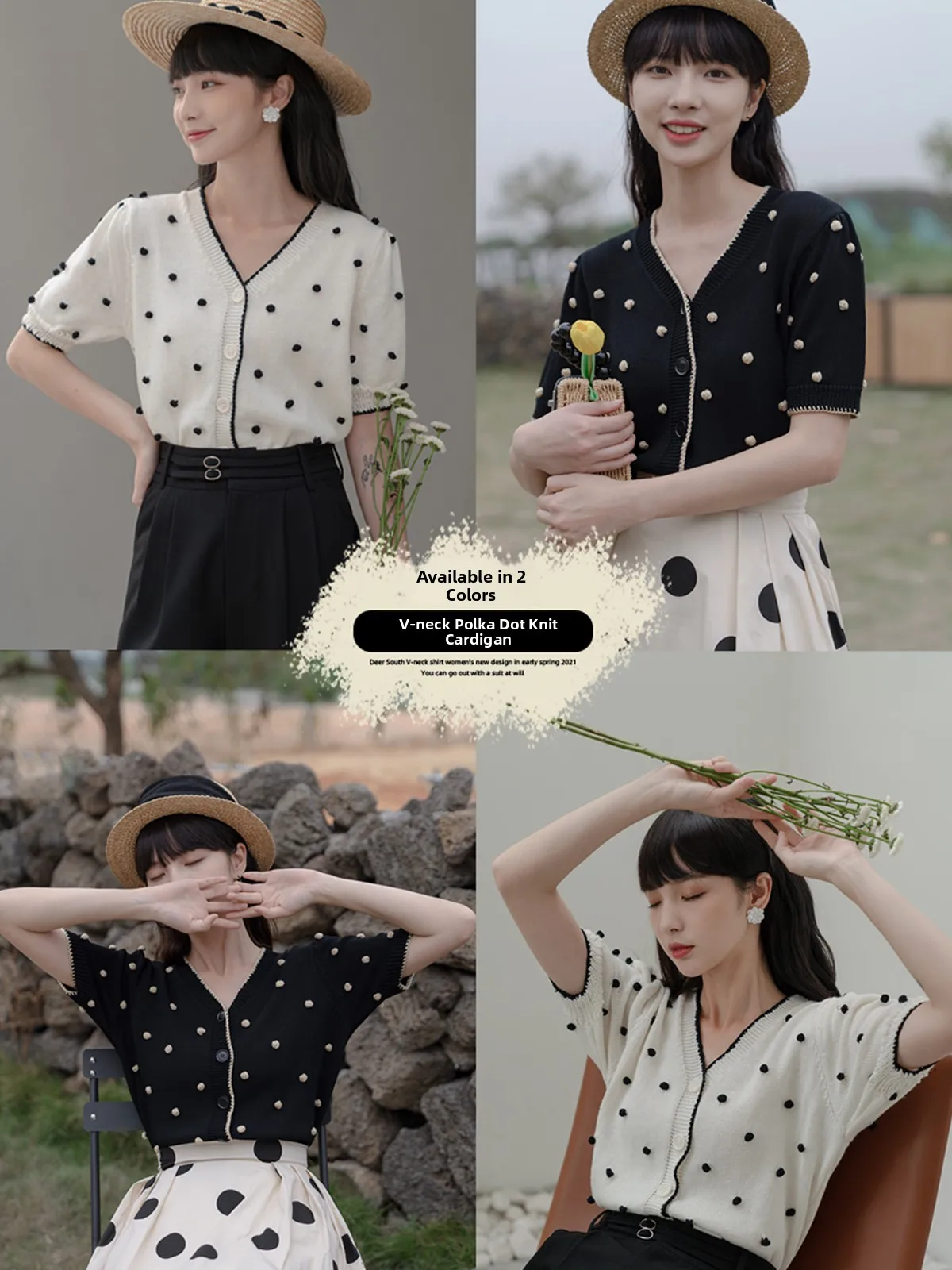 Hand Embroidered ort Sve V-Ne Knitted Open Cardigan Thin Slimming Design Summer Top for Women by Lu Xiang Nan