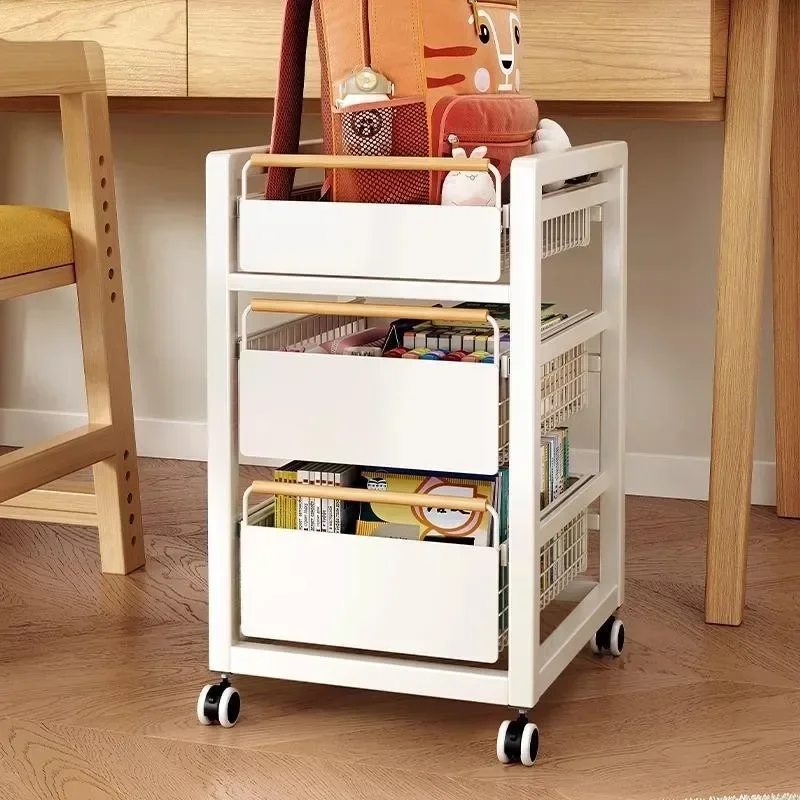 organizers serving Trolley drawer storage living room move four wheel storage cart cream white transport kitchen furniture