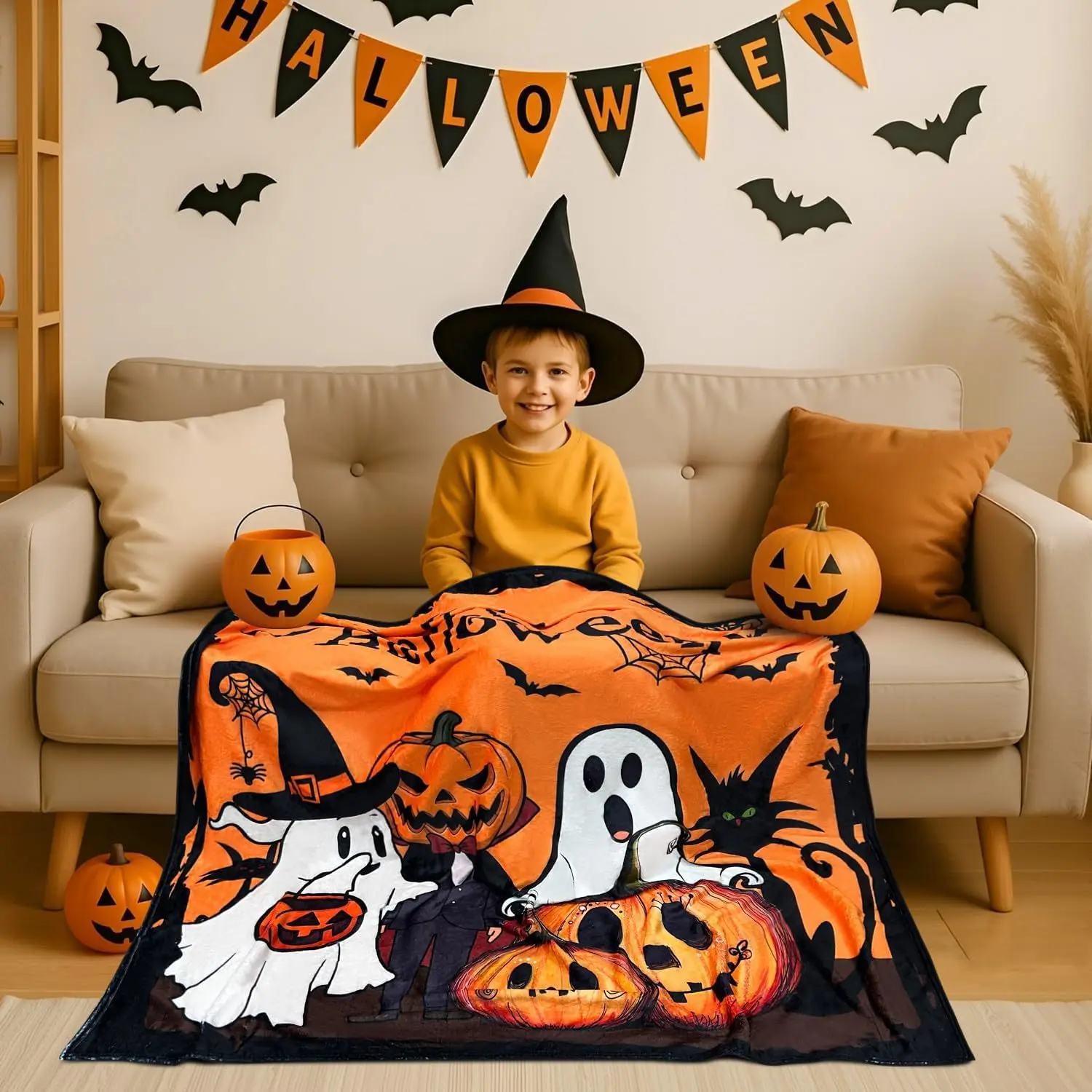 Halloween Factory Wholesale Flannel Blankets Children Blankets Household Sofa Bedroom Lunch Break Air Conditioner Blanket Gift