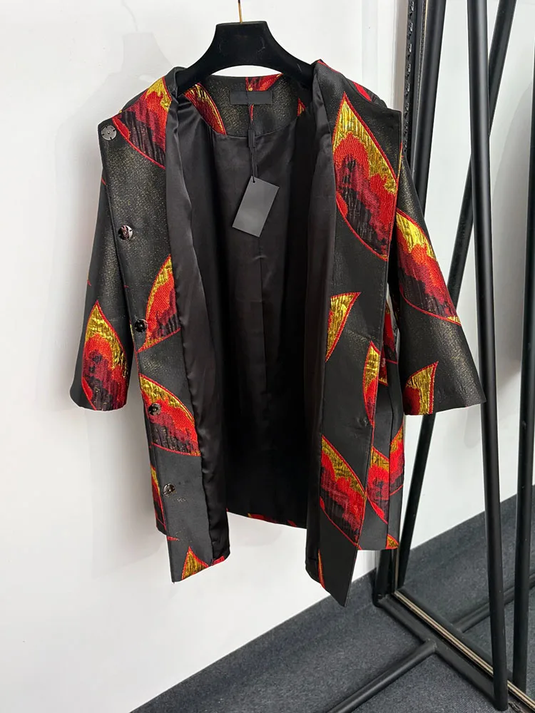Designer Autumn Winter Jacquard Coat Overcoat Women’s