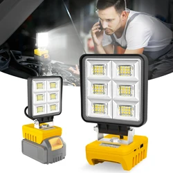 Luz LED de trabajo portátil, Iluminación inalámbrica, Base ajustable, recargable, sin batería, para DeWalt, 48W, 5200LM