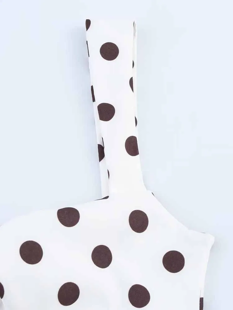 Robe à bretelles polyvalente pour femmes, mode rapide, style européen et américain, imprimé à pois, version ballon