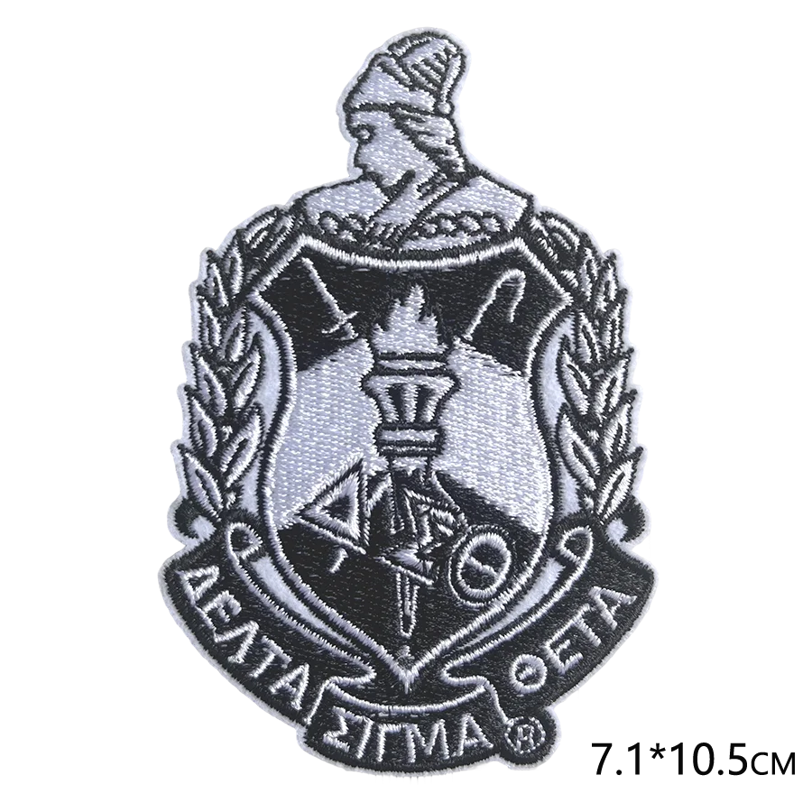 Delte Sigma Theta Greek Sorority Badges Iron-On Patches Factory Direct Embroidery Patches 1913 Letter DIY Jackets Backpacks Hats