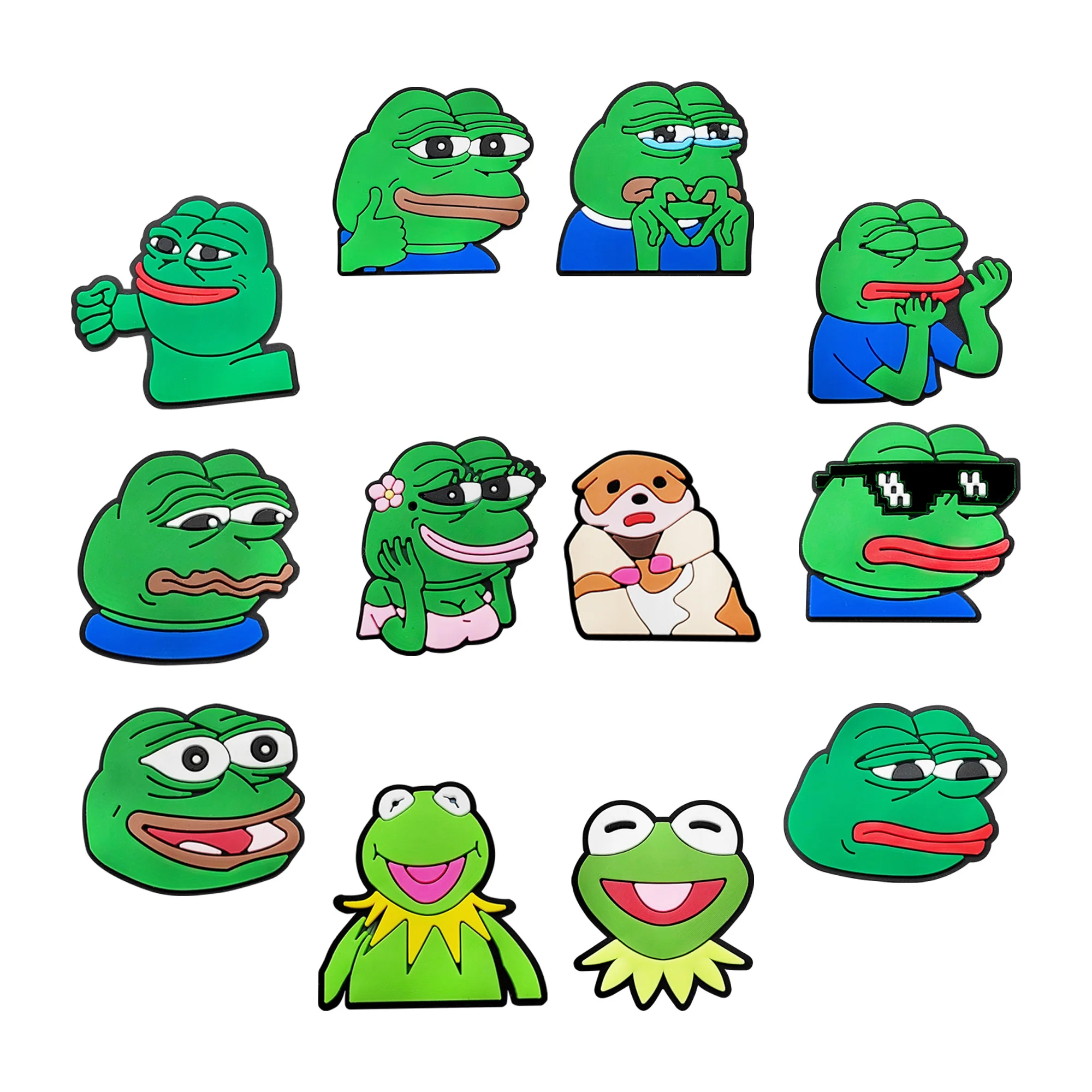 9-26pcs/set Sad Frog series for Cartoon Shoe Charms DIY Accessories for Classic Clog Shoe Decoration Kids Gifts