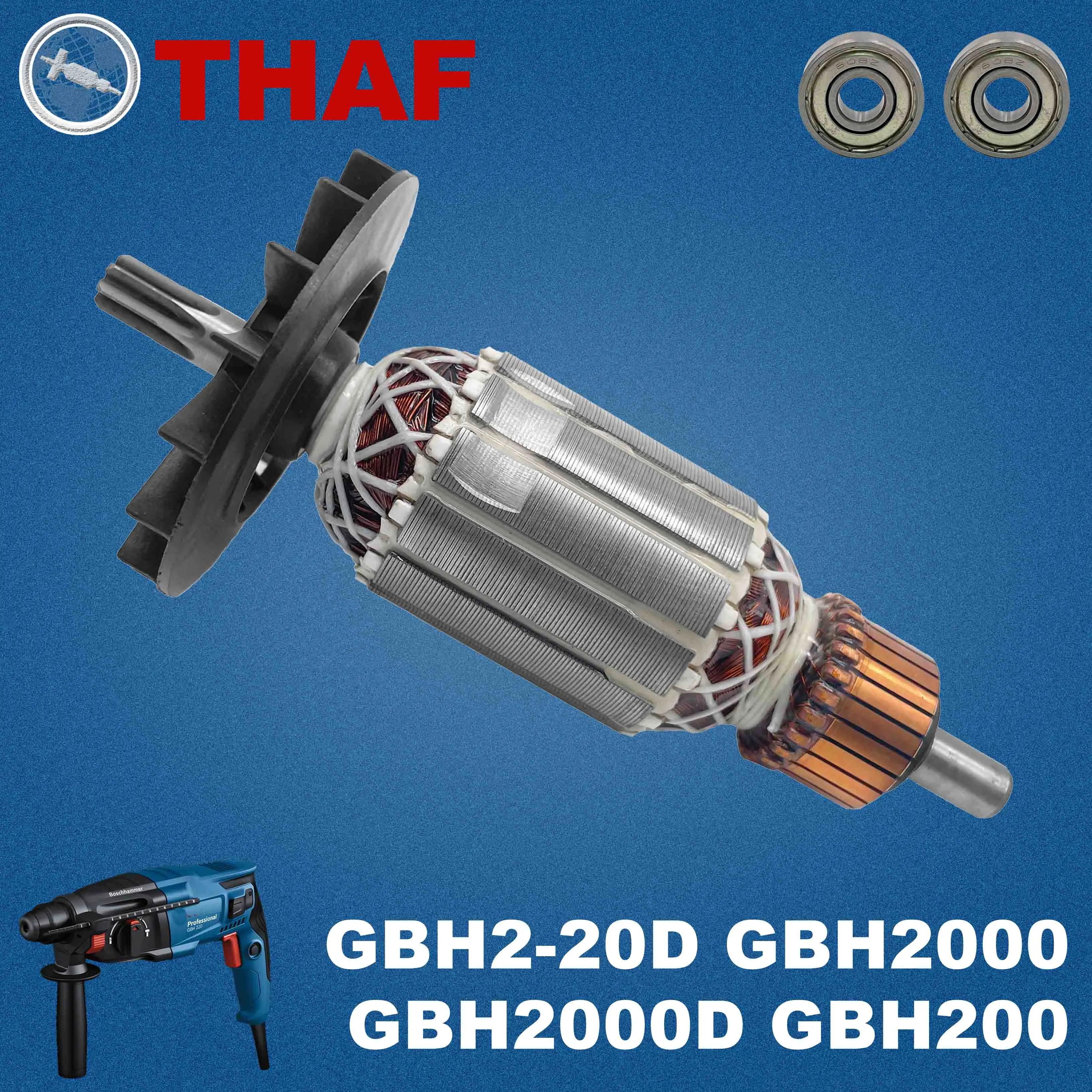 AC 220V 240V GBH2-20D GBH200 GBH2-20 Armadura Rotor para BOSCH GBH 200 Martelo De Perf Peças de reposição Furadeira de impacto GBH 2-20 D