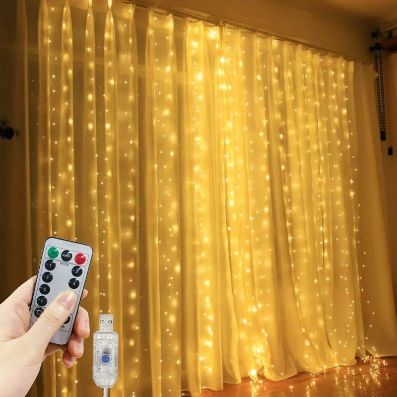 Christmas Decorations for Home,Merry Christmas LED Curtain Lights with 8 Modes Remote Control,Holiday Wedding Garland New Year