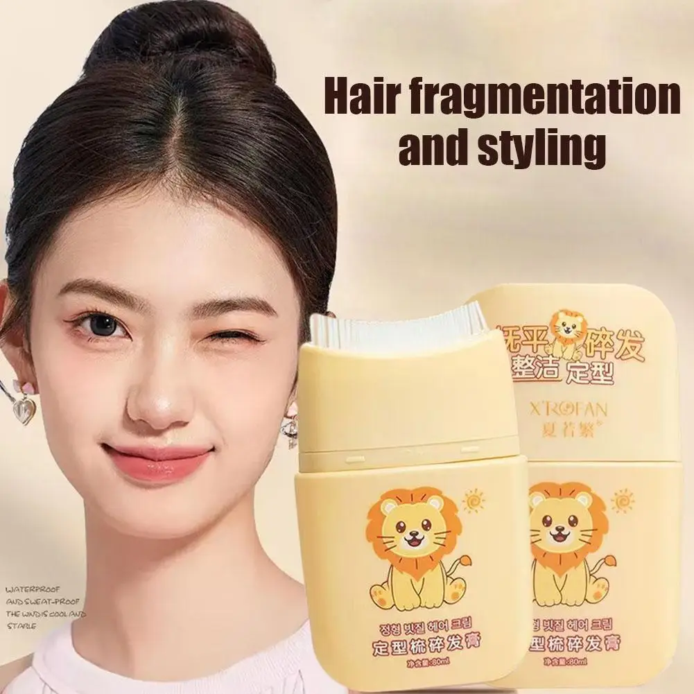 80ml Hair Styling Gel for Kid Hair Wax Stick Built-in Comb 2-in-1 Hair Finishing Stick Natural Ingredients Non-Greasy V4X0