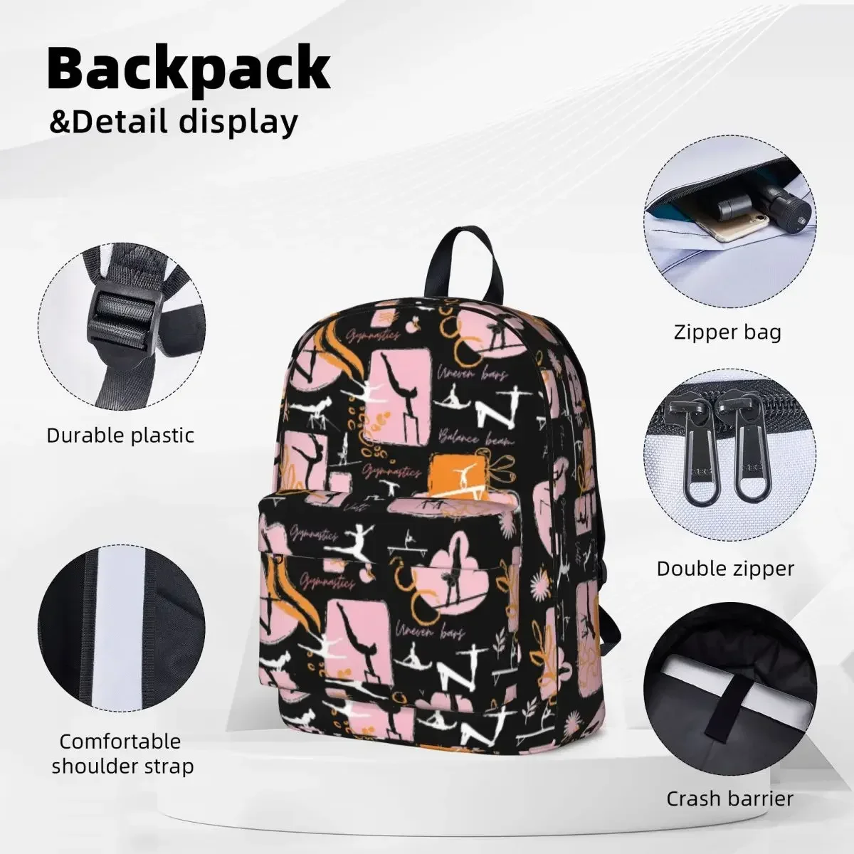 Artistic Gymnastics Print Backpacks Student Book bag Shoulder Bag Laptop Rucksack Fashion Travel Rucksack Children School Bag