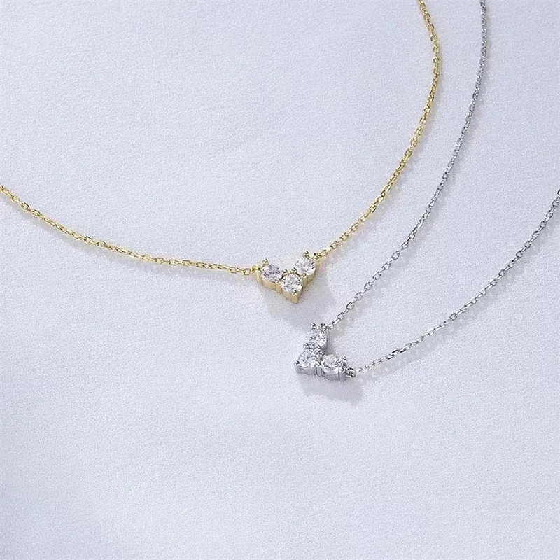 Somilia Neue 925 Sterling Silber Kleine Zirkon Herz Halskette Exquisite Anhänger Kette Für Frauen Mädchen Vergoldet 18 Karat Gold schmuck Geschenk