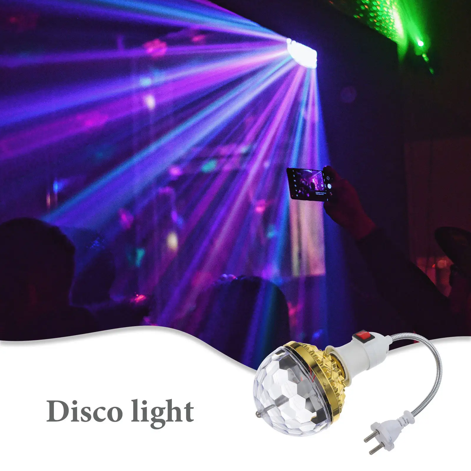 

2Sets Rgb Rotating Disco Light Bulb Plug in E27 Socket Colorful LED Strobe Light for Club Party Home Decoration