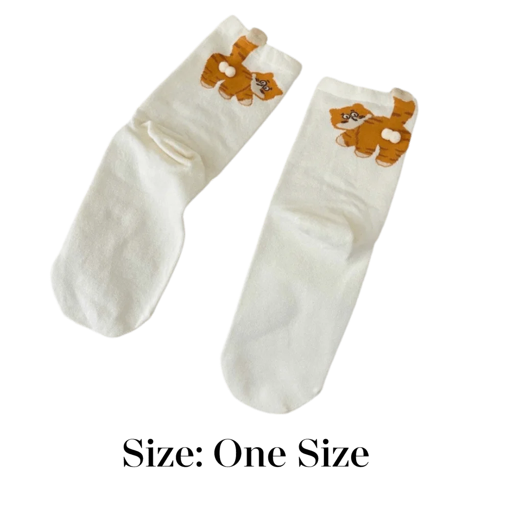Comfortable Cat Egg Cotton Socks Sweat Absorbing Breathable Mid Tube Socks Cartoon Soft Sports Socks Men Women