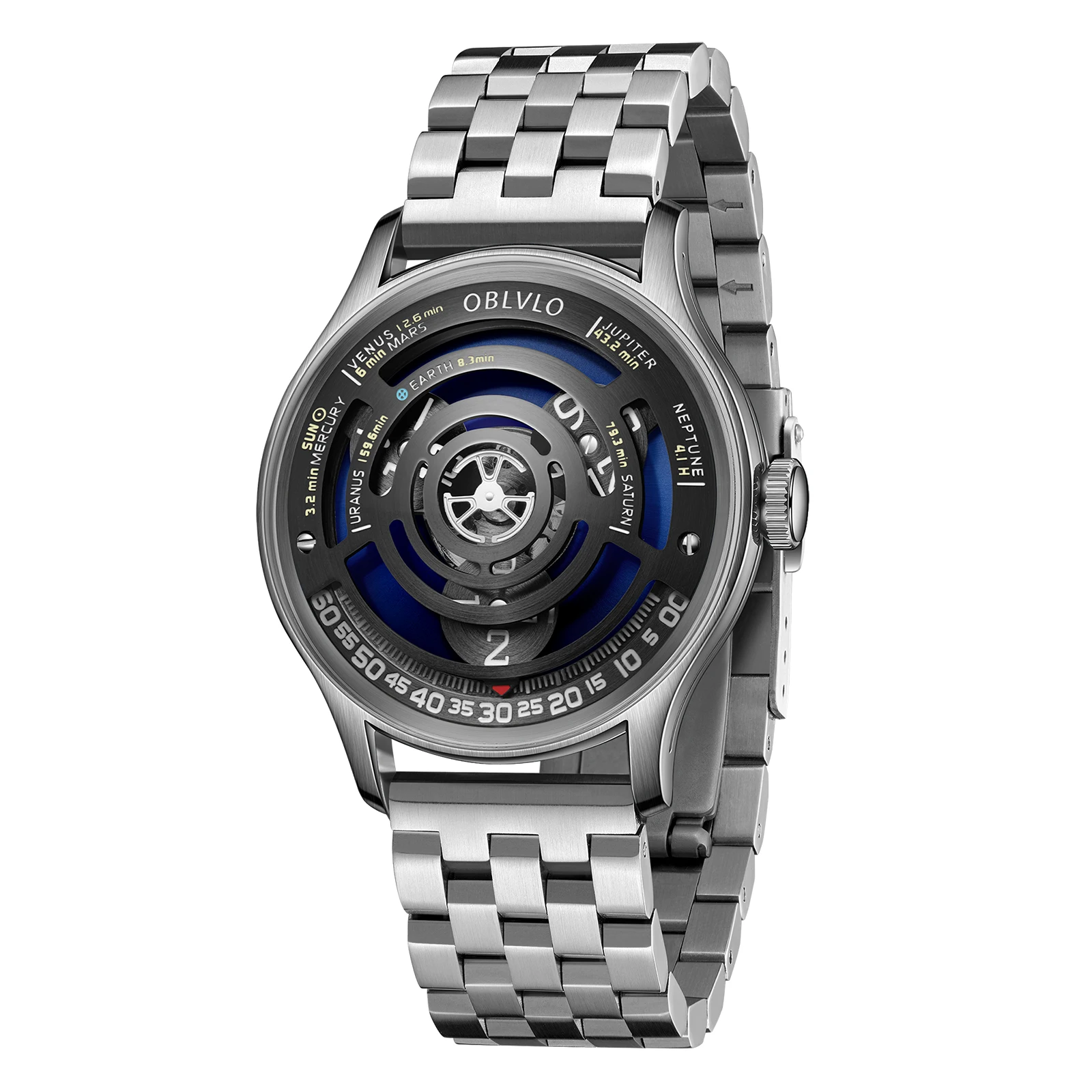 

OBLVLO Мужские автоматические часы 41 мм Модные механические наручные часы Светящиеся 5 бар Водонепроницаемые сапфировые вращающиеся циферблаты