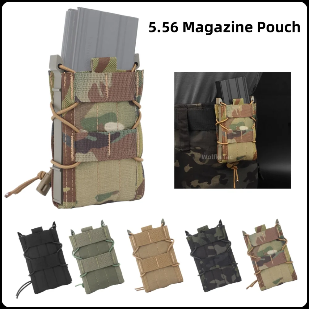 Tactical 5.56 9mm magazine bag Tiger AK M4 AR15 rifle pistol single magazine bag Molle hunting air gun