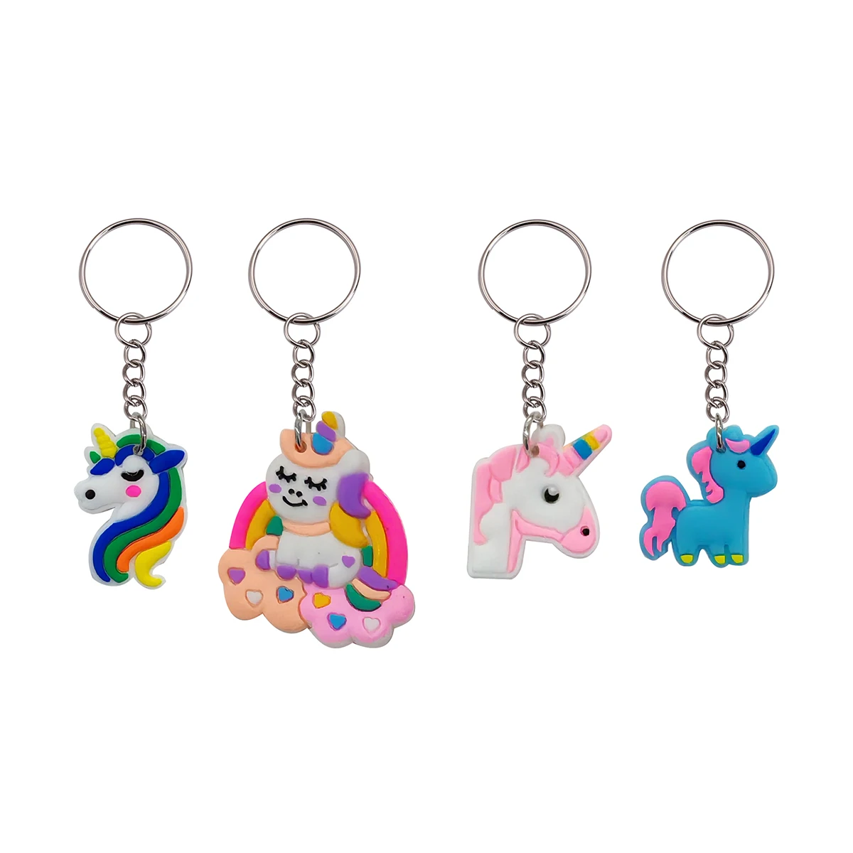 24 Stück niedlicher PVC-Einhorn-Schlüsselanhänger, Cartoon-Tier, Schlüsselanhänger, Ring, Tasche, Rucksack, Charm, Geburtstag, Party, Dekoration, Jungen und Mädchen, Geschenk – Detail 6