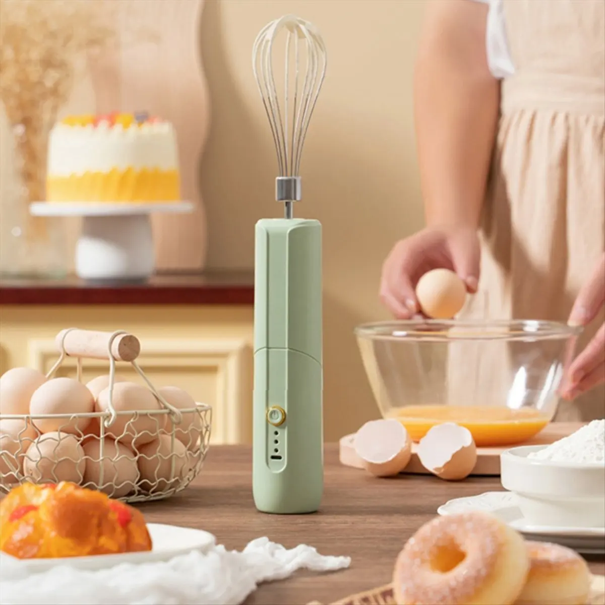 L73A NEW Milk Frother Handheld Egg Beater Wireless Electric Charging Folding Mixer Automatic 3-Speed Adjustment Cream Milk Foam