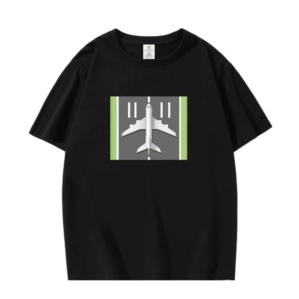 Unisex Crew Neck Short Sleeve T-shirt, Takamatsu Tomori Airplane Runway Graphic White Cosplay Tee