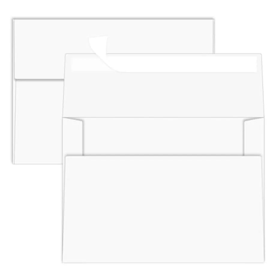 50 Packs White A7 Envelopes, 5x7 Envelopes for Invitations, Self Seal for Weddings, Graduation, Baby Shower, Birthday, Greeting