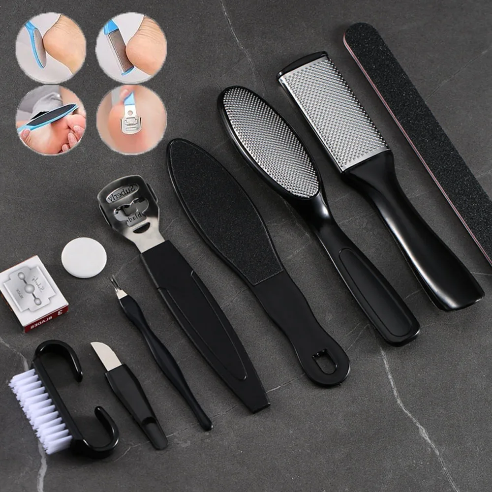 Pedicure Set Peeling and Exfoliating Calluses Foot Scrubbing Brush Stainless Steel Double-Sided Foot Care Pedal Stone