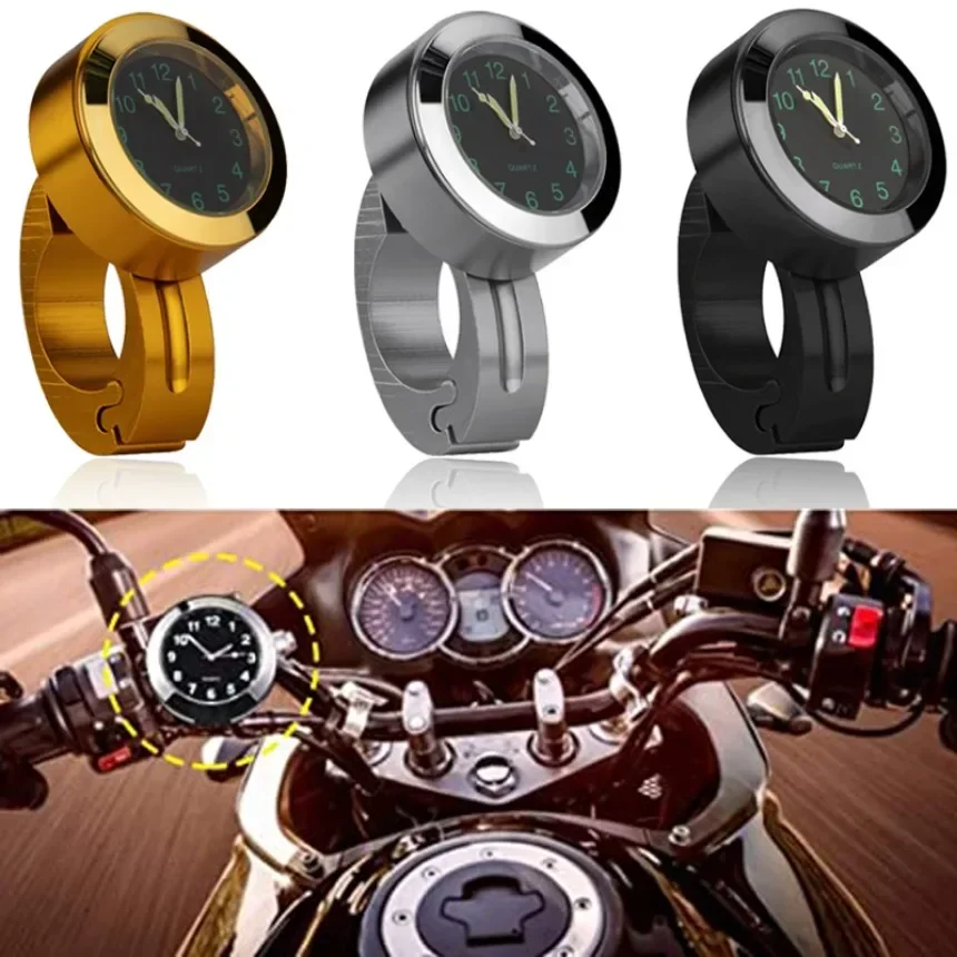 Motorcycle Handlebar Luminous Clock Waterproof Aluminum Timetable Cycle Modified Watch Moto Accessories Mini Digital Clock 1SET