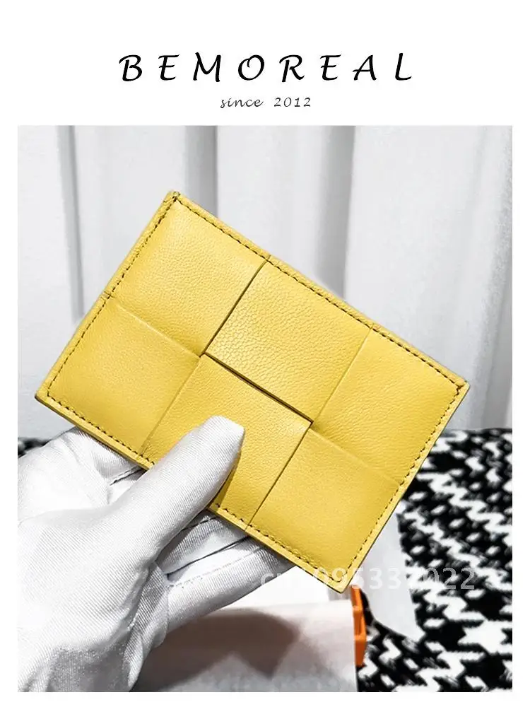 Wallet For Card Thin Money Slim Genuine Leather Ultra And Fashion Luxury Sheepskin Knitting Holders Design Woven Card Bag Card