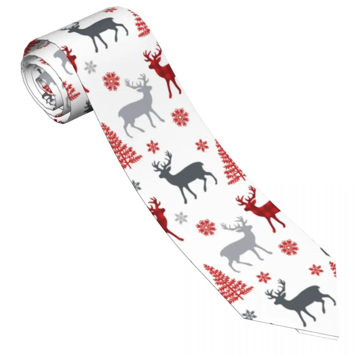 Mens Tie Classic Skinny Christmas Deer Tree Snowflakes Neckties Narrow Collar Slim Casual  Accessories Gift