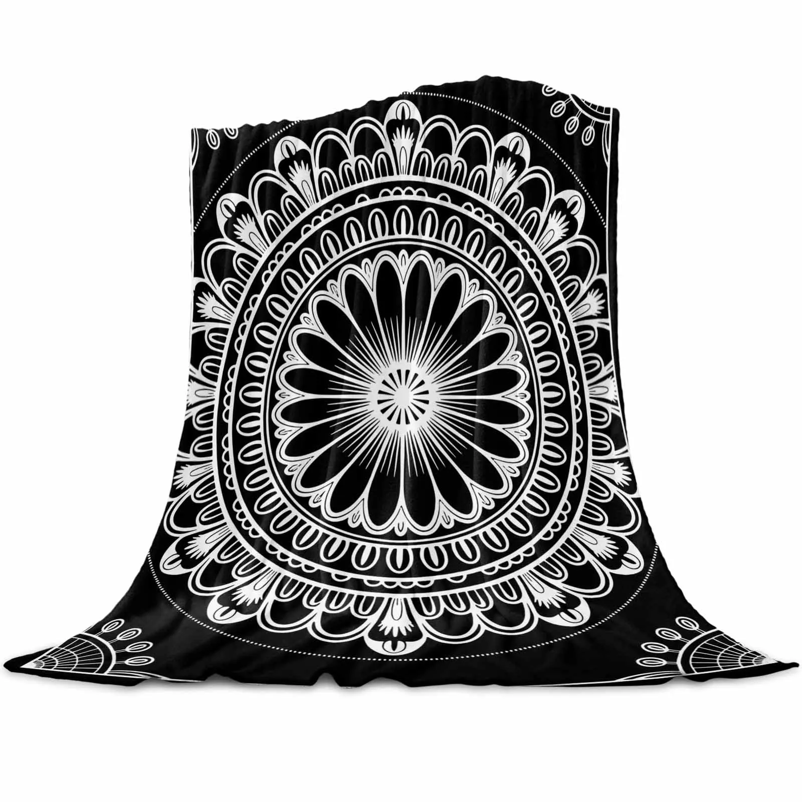 

Simple Black Ethnic Manda Line Throws Blankets for Sofa Bed Winter Soft Plush Warm Sofa Throw Blanket Holiday Gifts