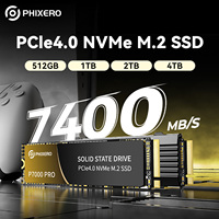 PHIXERO PCIe4.0 M.2 NVMe SSD 512GB 1TB 2TB 4TB 7400MB/S Internal Solid State Drive M Key 2280 SSD for Content Creator PS5 Gaming