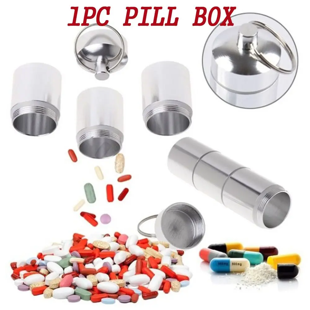 

Portable Waterproof Medicine Storage Capsule Shape Pill Case Aluminum Alloy Pill Box Medicine Case Pill Container Organizer Box