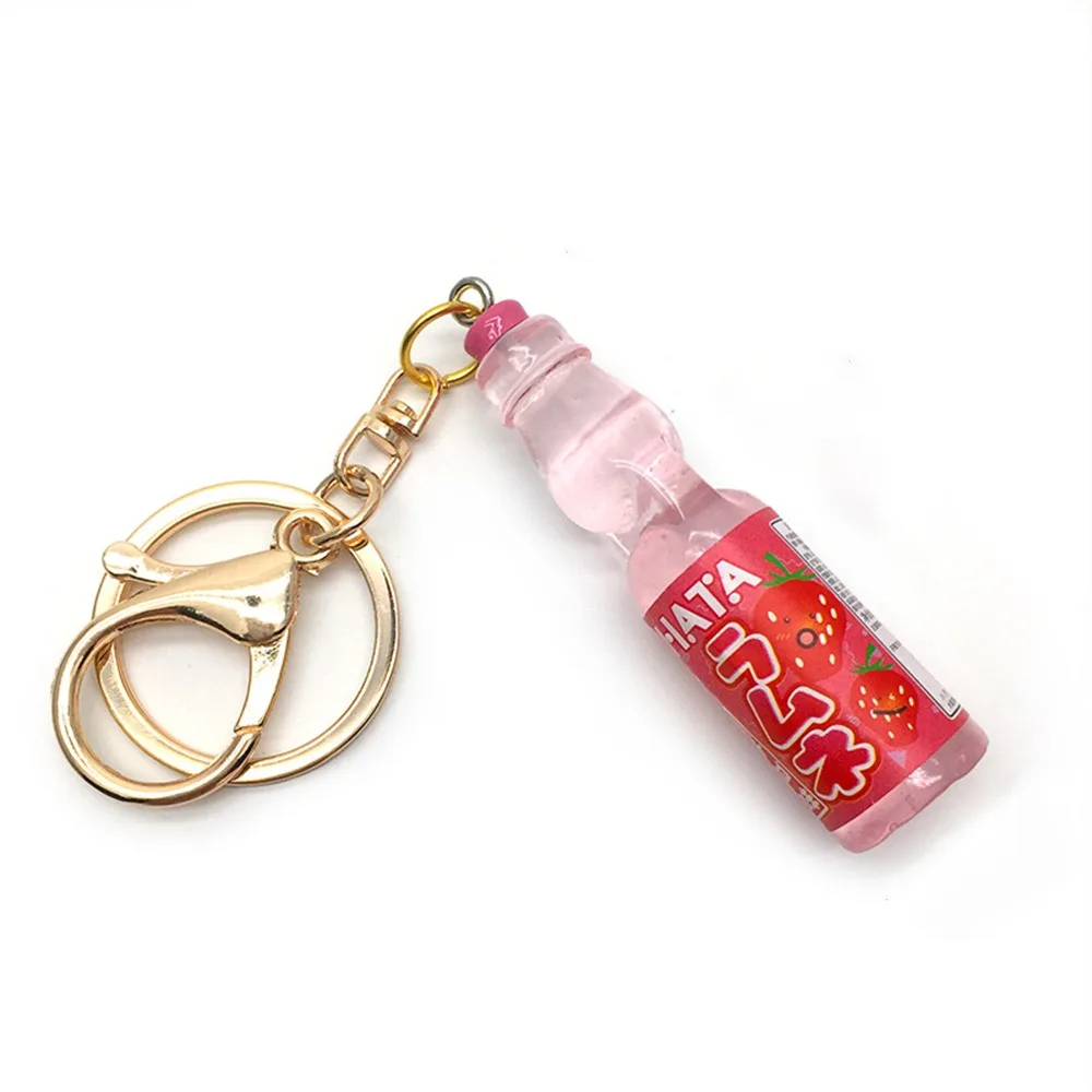 New Simulation Marbles Bobble Soda Key Chain Japanese Cute Soda Drink Charm Miniature Ramune Soda keychain Bag Accessories