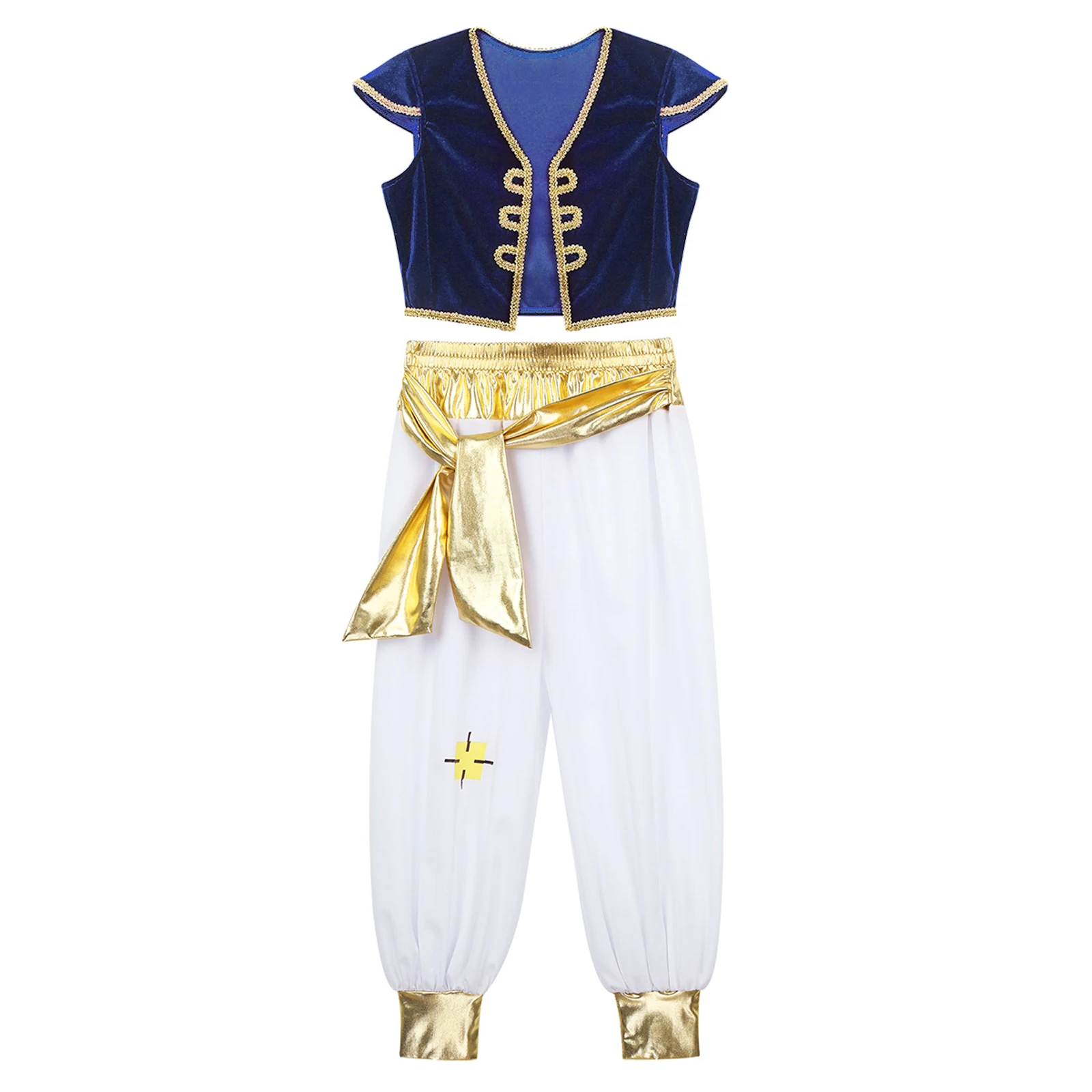 

Kids Boys Arabian Prince Lamp Cosplay Costume Halloween Carnival Party Dress Up Outfits Cap Sleeves Vest Waistcoat with Pants