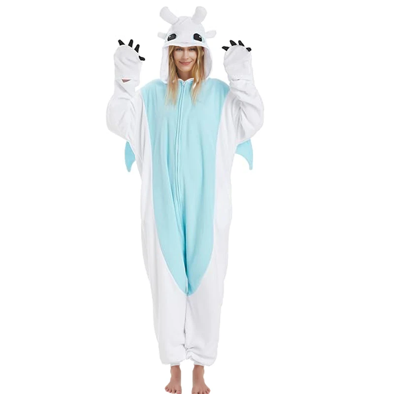 Piyama satu potong wol Kigurumi hewan dewasa piyama pesta Makeup kostum kartun pesta Halloween Cosplay